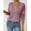 imageZeagoo Womens Sweaters Trendy Fashion Long Sleeve Sweaters Off Shoulder Crochet V Neck Knit Pullover Tops OutfitsBpurple
