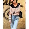 imageZeagoo Womens Sweaters Trendy Fashion Long Sleeve Sweaters Off Shoulder Crochet V Neck Knit Pullover Tops OutfitsEblack Apricot