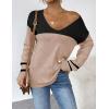 imageZeagoo Womens Sweaters Trendy Fashion Long Sleeve Sweaters Off Shoulder Crochet V Neck Knit Pullover Tops OutfitsEblack Apricot