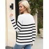 imageZeagoo Womens Sweaters Trendy Fashion Long Sleeve Sweaters Off Shoulder Crochet V Neck Knit Pullover Tops OutfitsWhite Stripe