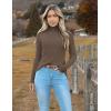 imageZeagoo Womens Turtleneck Sweaters 2024 Fall Fitted Long Sleeve Pullover Sweater Ribbed Knit Basic TopsBrown