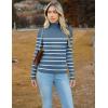 imageZeagoo Womens Turtleneck Sweaters 2024 Fall Fitted Long Sleeve Pullover Sweater Ribbed Knit Basic TopsNavy Stripe