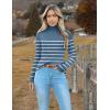 imageZeagoo Womens Turtleneck Sweaters 2024 Fall Fitted Long Sleeve Pullover Sweater Ribbed Knit Basic TopsNavy Stripe
