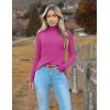 imageZeagoo Womens Turtleneck Sweaters 2024 Fall Fitted Long Sleeve Pullover Sweater Ribbed Knit Basic TopsRose Red