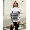 imageZeagoo Womens Turtleneck Sweaters 2024 Fall Fitted Long Sleeve Pullover Sweater Ribbed Knit Basic TopsWhite Stripe