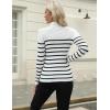 imageZeagoo Womens Turtleneck Sweaters 2024 Fall Fitted Long Sleeve Pullover Sweater Ribbed Knit Basic TopsWhite Stripe