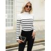 imageZeagoo Womens Turtleneck Sweaters 2024 Fall Fitted Long Sleeve Pullover Sweater Ribbed Knit Basic TopsWhite Stripe