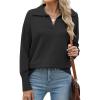 imageZeagoo Womens 2024 V Neck Striped Sweater Long Sleeve Oversized Fashion Knitted Pullover Fall Sweaters TopsBlack