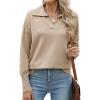 imageZeagoo Womens 2024 V Neck Striped Sweater Long Sleeve Oversized Fashion Knitted Pullover Fall Sweaters TopsKhaki