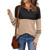 imageZeagoo Womens 2025 Fall Sweaters Casual Long Sleeve Crew Neck Ribbed Knit Side Slit Pullover SweaterColorblock Pat5