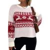 imageZeagoo Womens Crew Neck Cropped Sweater 2024 Fall Long Sleeve Chunky Knit Pullover Sweater TopsChristmas