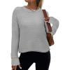 imageZeagoo Womens Crew Neck Cropped Sweater 2024 Fall Long Sleeve Chunky Knit Pullover Sweater TopsGrey