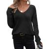 imageZeagoo Womens Sweaters Trendy Fashion Long Sleeve Sweaters Off Shoulder Crochet V Neck Knit Pullover Tops OutfitsBblack