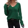 imageZeagoo Womens Sweaters Trendy Fashion Long Sleeve Sweaters Off Shoulder Crochet V Neck Knit Pullover Tops OutfitsBgreen