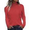 imageZeagoo Womens Turtleneck Sweaters 2024 Fall Fitted Long Sleeve Pullover Sweater Ribbed Knit Basic TopsRed