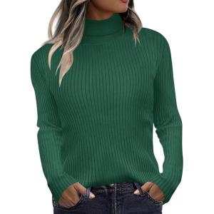 imageZeagoo Womens Turtleneck Sweaters 2024 Fall Fitted Long Sleeve Pullover Sweater Ribbed Knit Basic TopsGreen
