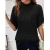 imageWomen 2024 Sweater Vest Mock Neck Batwing Short Sleeve Oversized Ribbed Knit Tops Fall Pullover Sweater SXXLBlack