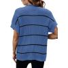 imageWomen 2024 Sweater Vest Mock Neck Batwing Short Sleeve Oversized Ribbed Knit Tops Fall Pullover Sweater SXXLBlack Blue Striped