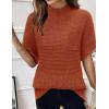 imageWomen 2024 Sweater Vest Mock Neck Batwing Short Sleeve Oversized Ribbed Knit Tops Fall Pullover Sweater SXXLCaramel