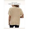 imageWomen 2024 Sweater Vest Mock Neck Batwing Short Sleeve Oversized Ribbed Knit Tops Fall Pullover Sweater SXXLCoffee