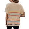 imageWomen 2024 Sweater Vest Mock Neck Batwing Short Sleeve Oversized Ribbed Knit Tops Fall Pullover Sweater SXXLColor Striped