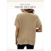 imageWomen 2024 Sweater Vest Mock Neck Batwing Short Sleeve Oversized Ribbed Knit Tops Fall Pullover Sweater SXXLKhaki