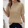 imageWomen 2024 Sweater Vest Mock Neck Batwing Short Sleeve Oversized Ribbed Knit Tops Fall Pullover Sweater SXXLKhaki