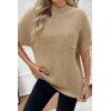 imageWomen 2024 Sweater Vest Mock Neck Batwing Short Sleeve Oversized Ribbed Knit Tops Fall Pullover Sweater SXXLKhaki