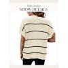 imageWomen 2024 Sweater Vest Mock Neck Batwing Short Sleeve Oversized Ribbed Knit Tops Fall Pullover Sweater SXXLWhite Black Stripe