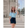 imageZeagoo Fall Sweaters for Women 2024 V Neck Short Sleeve Shirt Ribbed Knit Fit Pullover Sweater TopsBlue