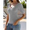 imageZeagoo Fall Sweaters for Women 2024 V Neck Short Sleeve Shirt Ribbed Knit Fit Pullover Sweater TopsGrey