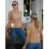 imageZeagoo Fall Sweaters for Women 2024 V Neck Short Sleeve Shirt Ribbed Knit Fit Pullover Sweater TopsKhaki