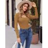 imageZeagoo Sweaters for Women 2024 Knit Trendy Long Sleeve Lightweight Slim Fit Pullover Cutout Tops SXXLCamel