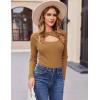 imageZeagoo Sweaters for Women 2024 Knit Trendy Long Sleeve Lightweight Slim Fit Pullover Cutout Tops SXXLCamel