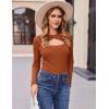 imageZeagoo Sweaters for Women 2024 Knit Trendy Long Sleeve Lightweight Slim Fit Pullover Cutout Tops SXXLCaramel
