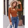 imageZeagoo Sweaters for Women 2024 Knit Trendy Long Sleeve Lightweight Slim Fit Pullover Cutout Tops SXXLCaramel
