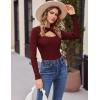 imageZeagoo Sweaters for Women 2024 Knit Trendy Long Sleeve Lightweight Slim Fit Pullover Cutout Tops SXXLDark Red