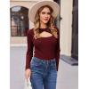 imageZeagoo Sweaters for Women 2024 Knit Trendy Long Sleeve Lightweight Slim Fit Pullover Cutout Tops SXXLDark Red