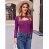 imageZeagoo Sweaters for Women 2024 Knit Trendy Long Sleeve Lightweight Slim Fit Pullover Cutout Tops SXXLPurple