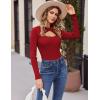 imageZeagoo Sweaters for Women 2024 Knit Trendy Long Sleeve Lightweight Slim Fit Pullover Cutout Tops SXXLRed