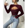 imageZeagoo Sweaters for Women 2024 Knit Trendy Long Sleeve Lightweight Slim Fit Pullover Cutout Tops SXXLRed Black Stripe