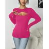 imageZeagoo Sweaters for Women 2024 Knit Trendy Long Sleeve Lightweight Slim Fit Pullover Cutout Tops SXXLRose Red