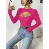 imageZeagoo Sweaters for Women 2024 Knit Trendy Long Sleeve Lightweight Slim Fit Pullover Cutout Tops SXXLRose Red