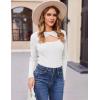 imageZeagoo Sweaters for Women 2024 Knit Trendy Long Sleeve Lightweight Slim Fit Pullover Cutout Tops SXXLWhite