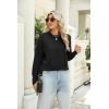 imageZeagoo Womens 2024 Fall Crewneck Cropped Sweater Cozy Long Sleeve Ribbed Knit Pullover Dropped Shoulders Trendy Jumper TopsBlack