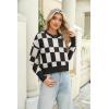 imageZeagoo Womens 2024 Fall Crewneck Cropped Sweater Cozy Long Sleeve Ribbed Knit Pullover Dropped Shoulders Trendy Jumper TopsBlack Plaid