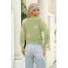 imageZeagoo Womens 2024 Fall Crewneck Cropped Sweater Cozy Long Sleeve Ribbed Knit Pullover Dropped Shoulders Trendy Jumper TopsGreen Print