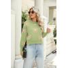 imageZeagoo Womens 2024 Fall Crewneck Cropped Sweater Cozy Long Sleeve Ribbed Knit Pullover Dropped Shoulders Trendy Jumper TopsGreen Print