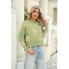 imageZeagoo Womens 2024 Fall Crewneck Cropped Sweater Cozy Long Sleeve Ribbed Knit Pullover Dropped Shoulders Trendy Jumper TopsGreen Print