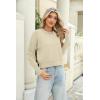 imageZeagoo Womens 2024 Fall Crewneck Cropped Sweater Cozy Long Sleeve Ribbed Knit Pullover Dropped Shoulders Trendy Jumper TopsLight Brown
